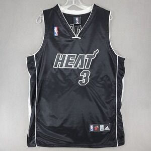Adidas NBA Miami Heat Dwayne Wade Jersey Adult Size 50 All Black In Out Sewn